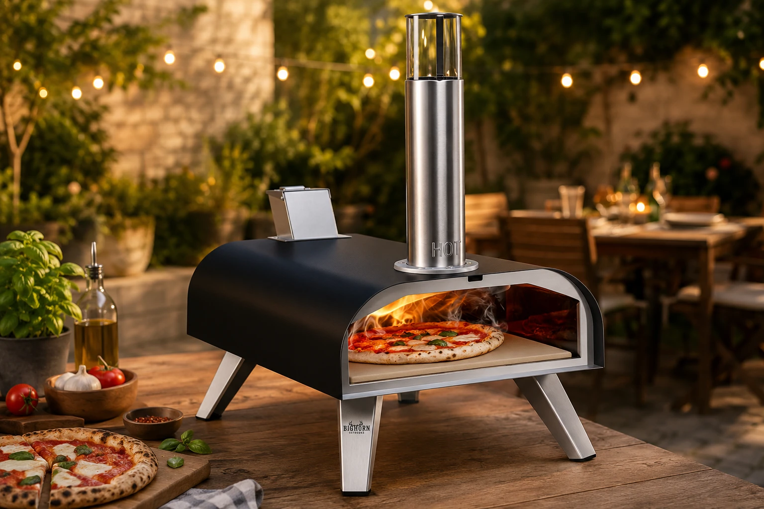 BIG HORN OUTDOORS Four à Pizza Extérieur 30,5 cm avec Pierre à Pizza