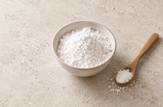 Fécule alimentaire blanche dans un bol en grès