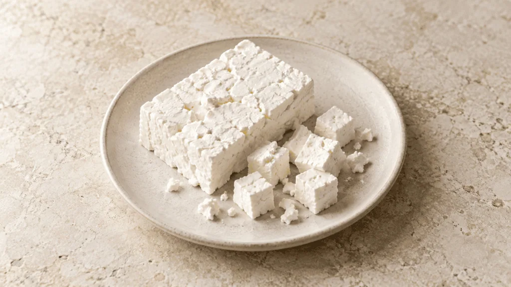 Fromage grec de type feta en bloc et en cubes