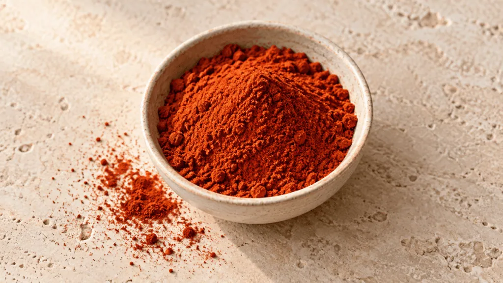 Paprika doux moulu dans un bol en grès