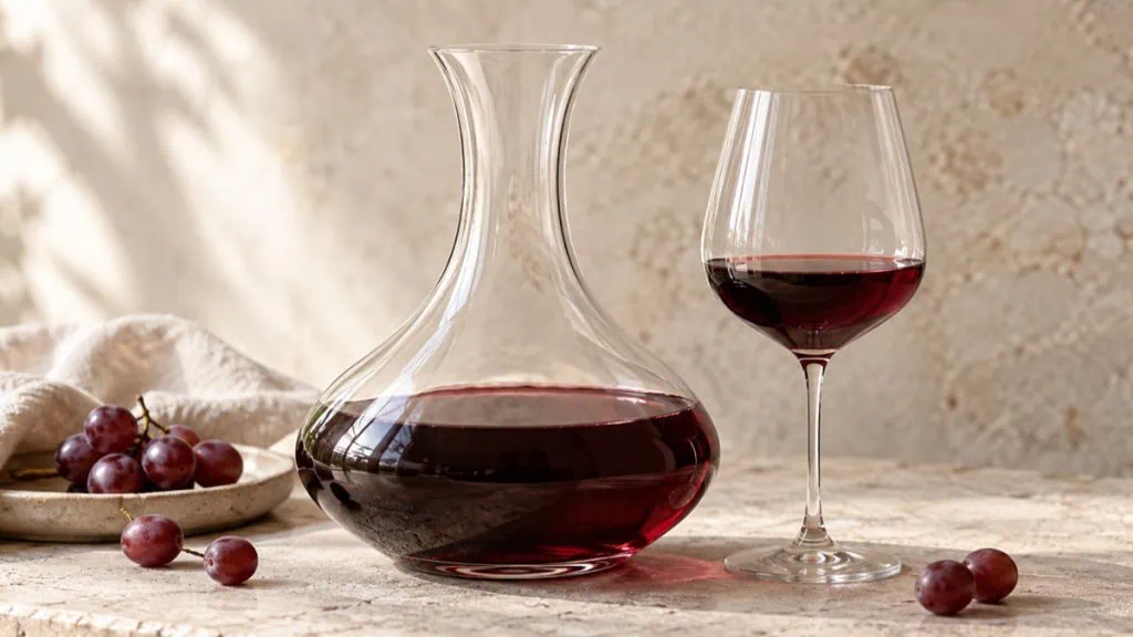 Vin rouge de Bourgogne dans une carafe et un verre