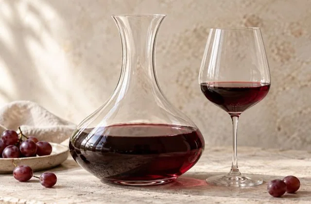 Vin rouge de Bourgogne dans une carafe et un verre