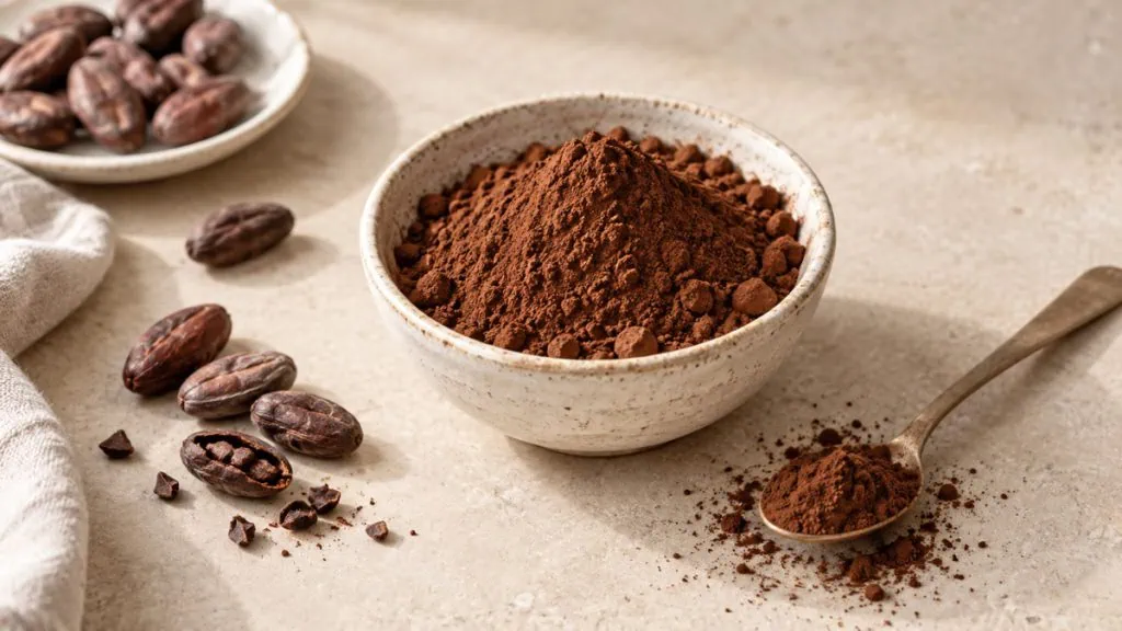 Cacao en poudre non sucré avec fèves de cacao