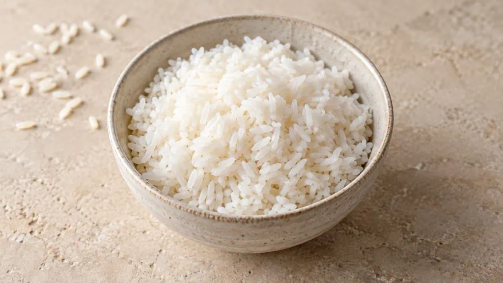 Bol de riz blanc cuit aux grains distincts
