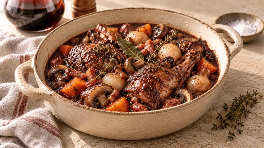 Coq au vin traditionnel