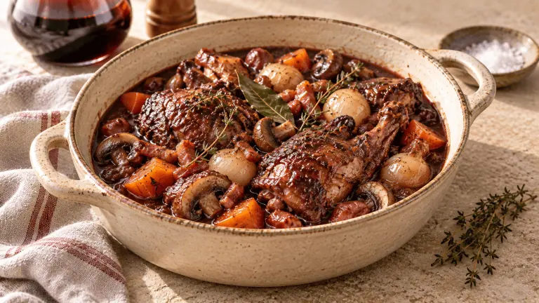 Coq au vin traditionnel