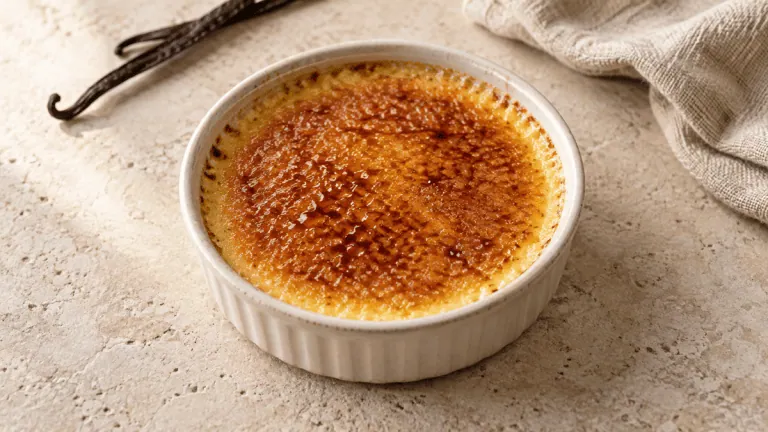 Crème brûlée classique à la vanille avec fine croûte caramélisée