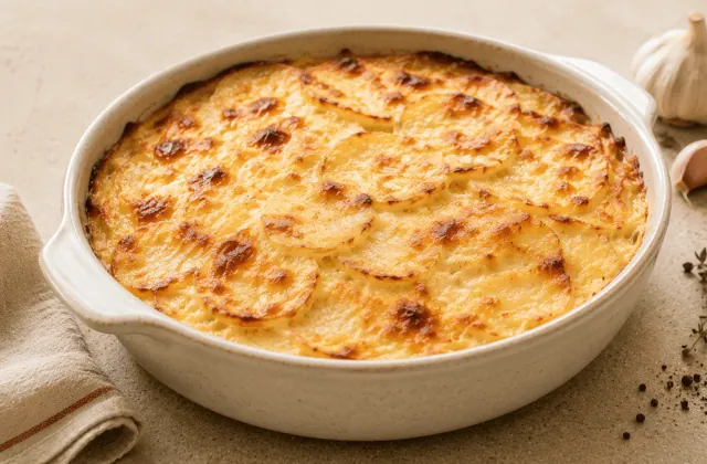 Gratin dauphinois traditionnel crémeux et doré, sans fromage