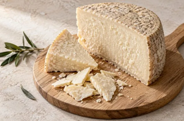 Pecorino Romano en meule, quartier et copeaux