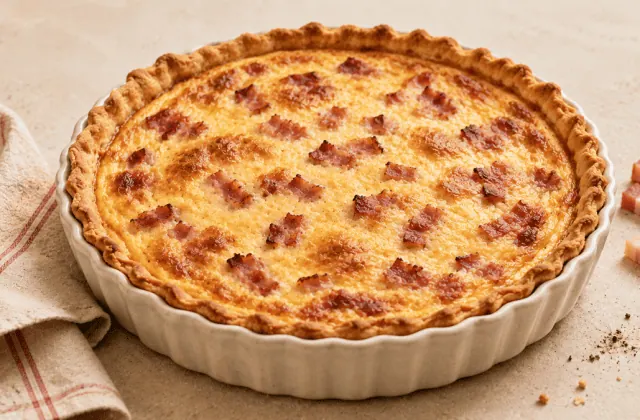 Quiche lorraine traditionnelle aux lardons, sans fromage