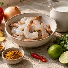 Crevettes curry coco