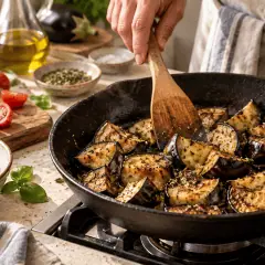 Aubergines poêlées tomate-mozzarella