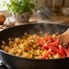 Crevettes curry coco