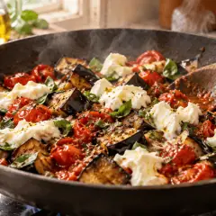 Aubergines poêlées tomate-mozzarella