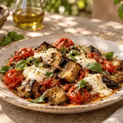 Aubergines poêlées tomate-mozzarella