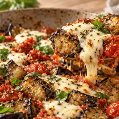 Aubergines poêlées tomate-mozzarella