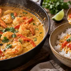Crevettes curry coco