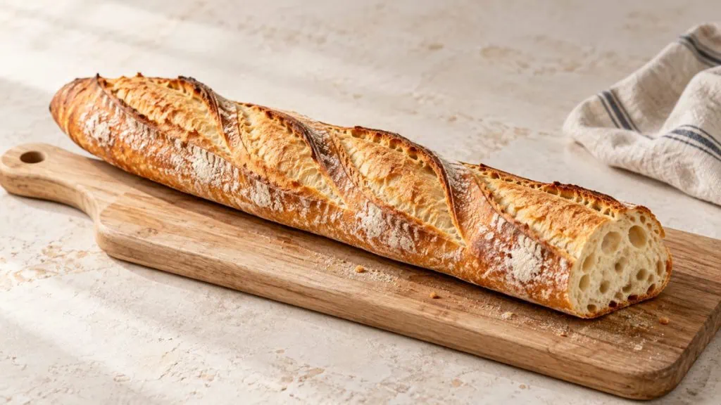 Baguette française traditionnelle à la croûte dorée