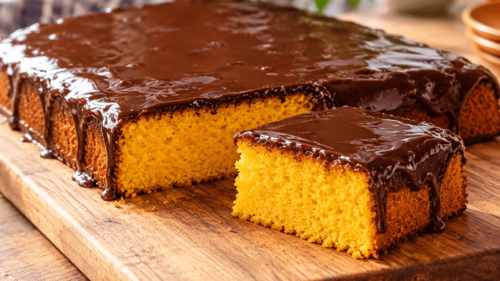 Bolo de cenoura brésilien à la mie orange nappé de chocolat