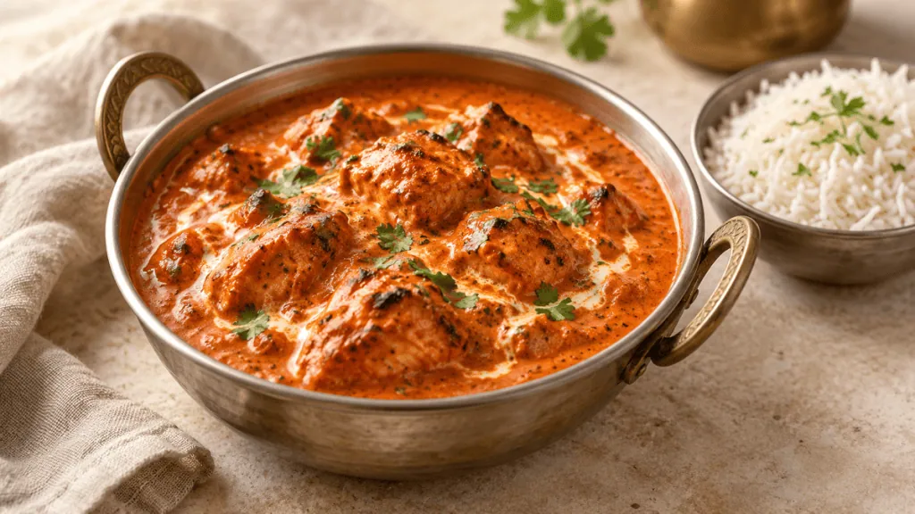Butter chicken indien avec riz basmati