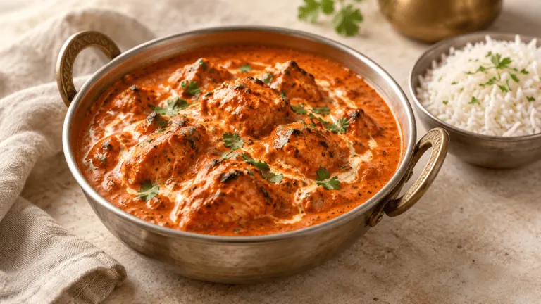 Butter chicken indien avec riz basmati