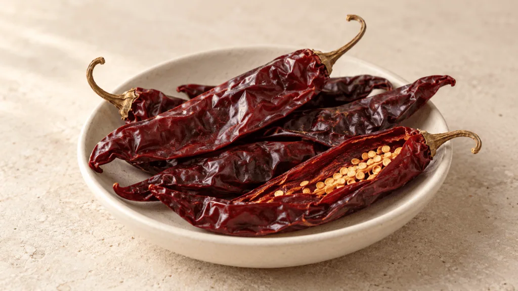 Piments guajillo séchés rouge brique