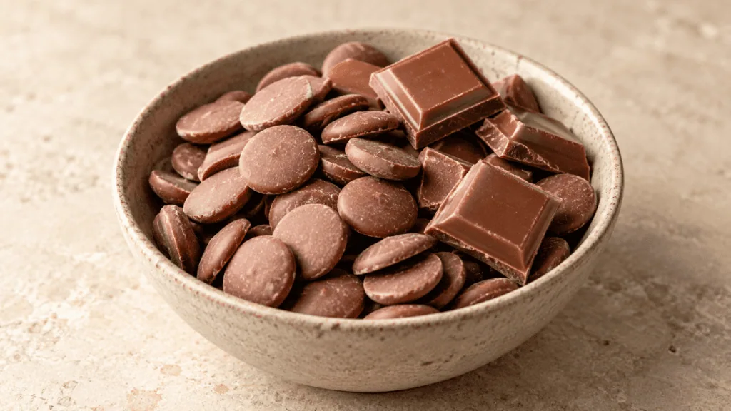 Pistoles et morceaux de chocolat au lait