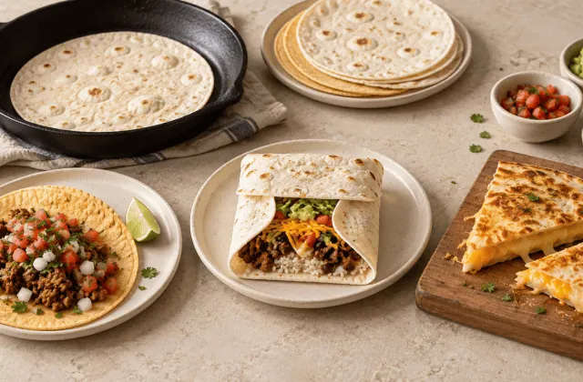 Tortillas : réchauffer, garnir et plier (tacos, burritos, quesadillas)