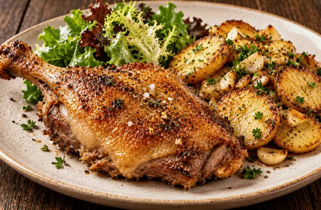 Confit de canard maison avec pommes sarladaises