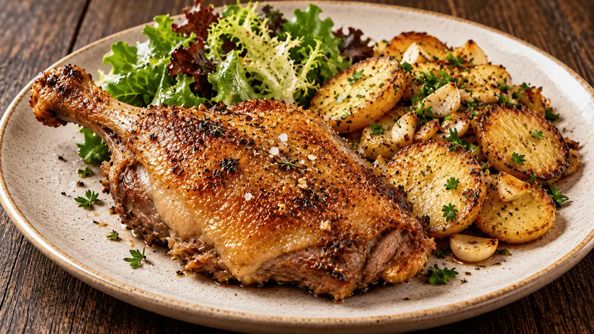 Confit de canard maison avec pommes sarladaises