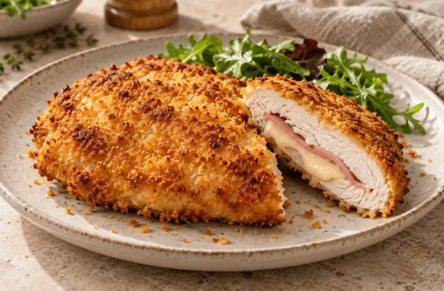 Cordon-bleu maison au poulet, jambon et fromage