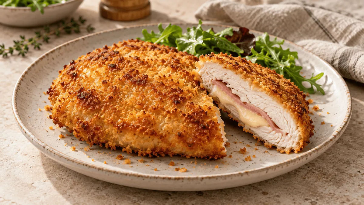 Cordon-bleu maison au poulet, jambon et fromage
