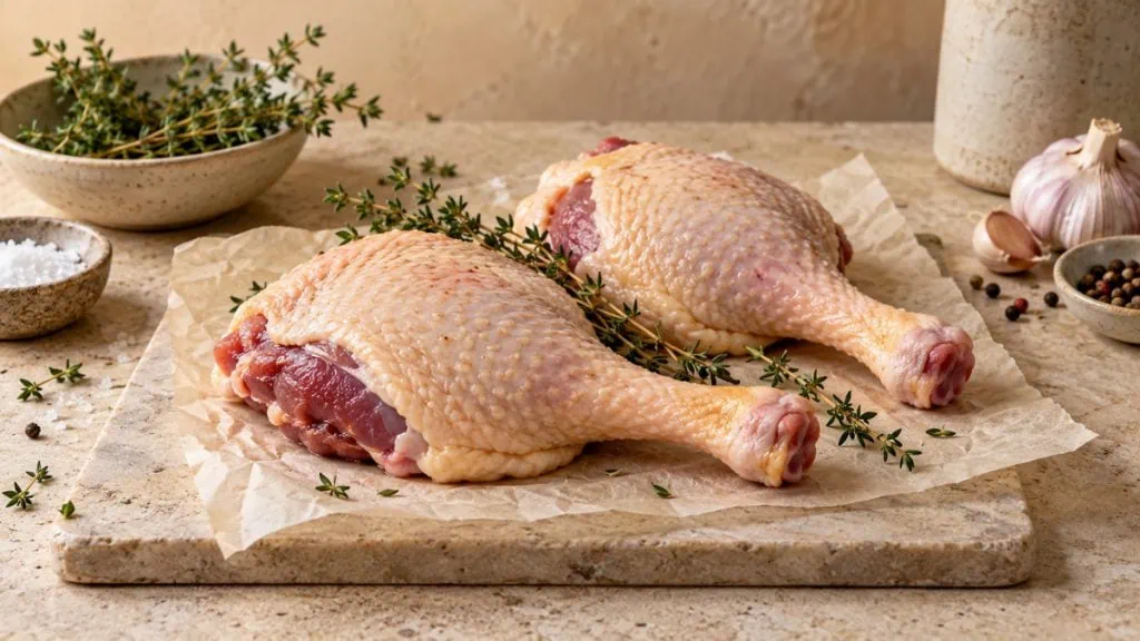 Cuisses de canard crues avec thym