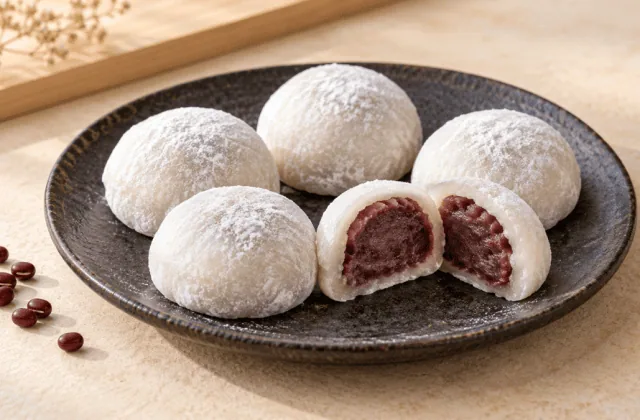 Daifuku mochi japonais fourrés à l’anko