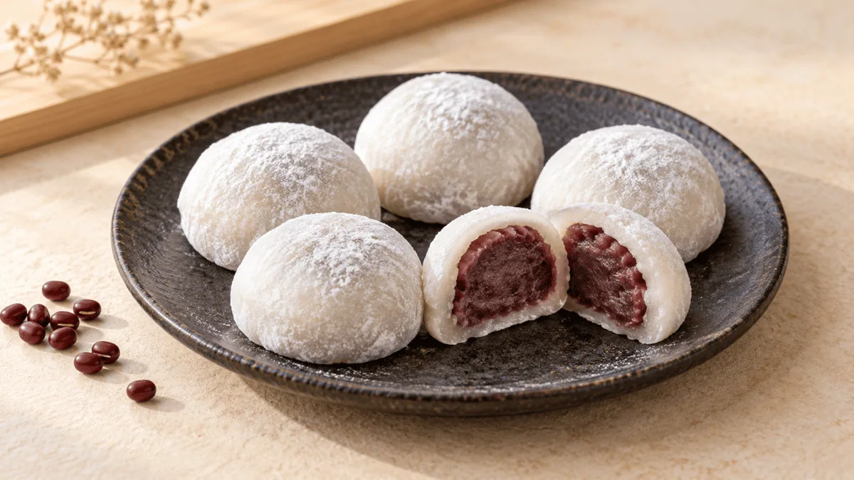 Daifuku mochi japonais fourrés à l’anko