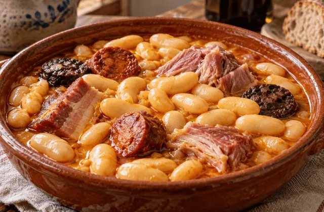 Fabada asturiana aux haricots blancs, chorizo, morcilla et lacón