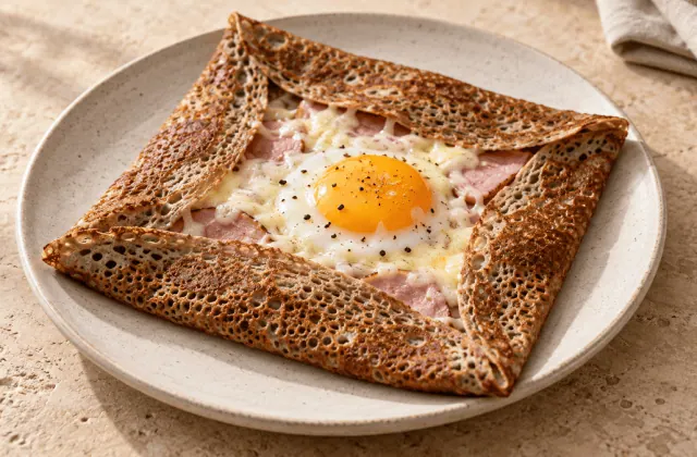 Galette complète bretonne au jambon, œuf et emmental