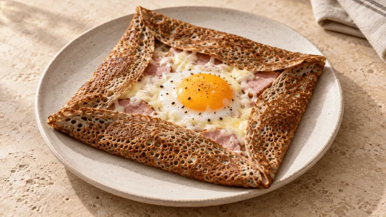 Galette complète bretonne au jambon, œuf et emmental