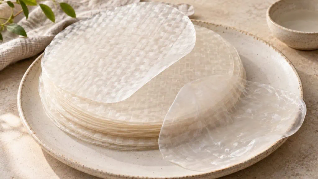 Galettes de riz asiatiques rondes sèches et humidifiées