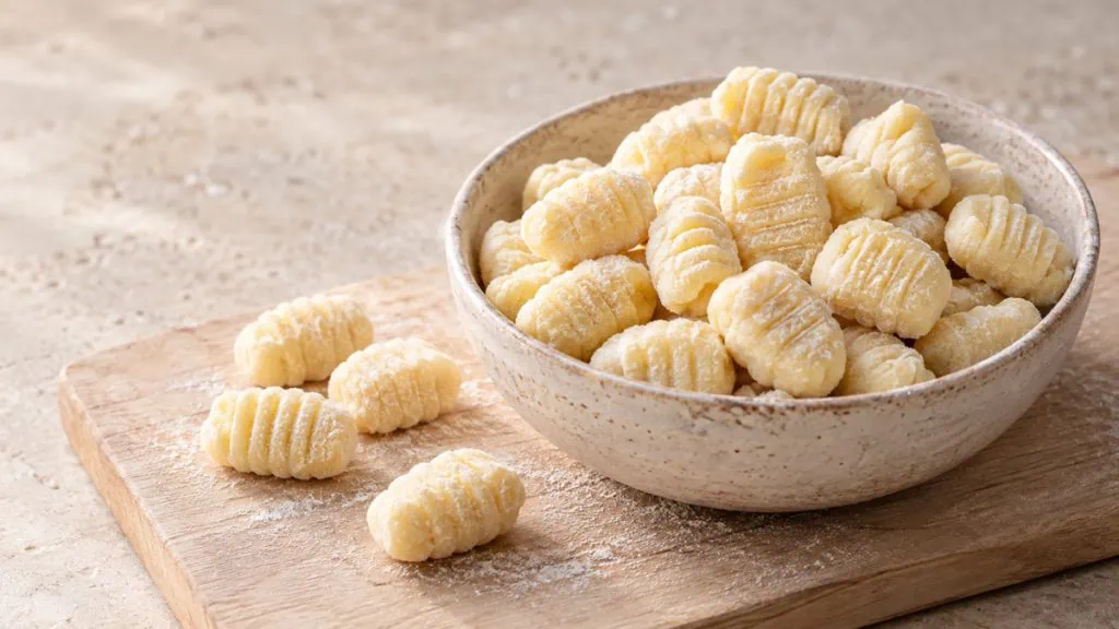 Gnocchi de pomme de terre crus et striés légèrement farinés