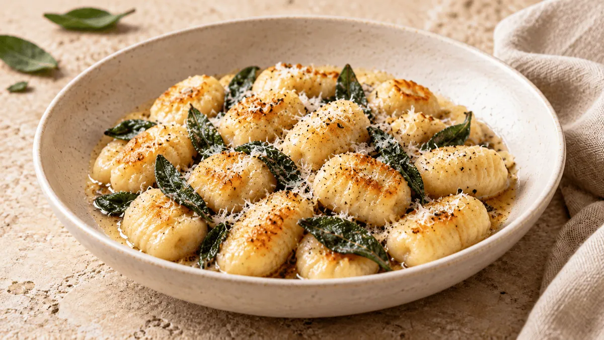 Gnocchis de pommes de terre maison au beurre noisette, sauge et parmesan