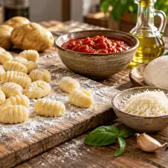 Gnocchis poêlés tomate-mozzarella