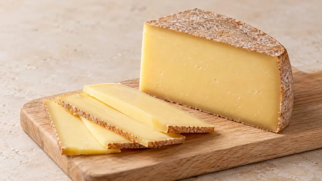 Gruyère suisse en morceau et tranches à pâte ivoire ferme