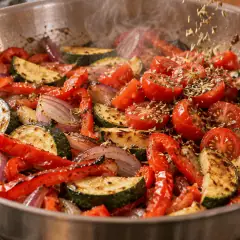 Halloumi poêlé aux légumes