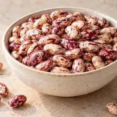 Haricots borlotti secs crème marbrés de rouge bordeaux