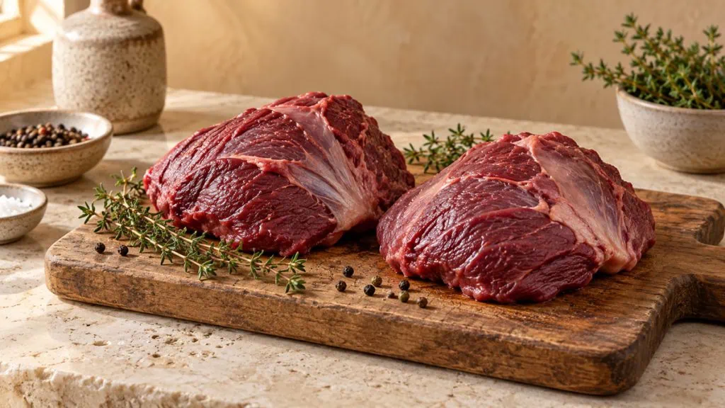 Joues de bœuf crues avec thym et poivre