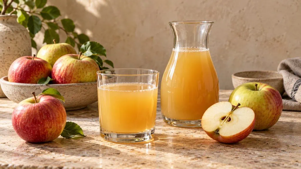Jus de pomme naturel avec pommes fraîches