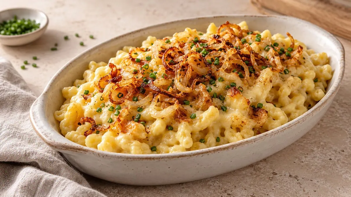 Käsespätzle allemands au fromage et oignons croustillants