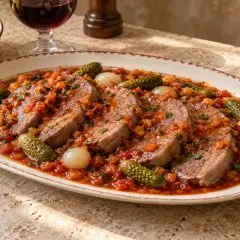 Langue de bœuf sauce piquante