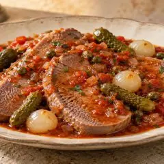 Langue de bœuf sauce piquante
